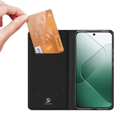 Xiaomi 14 „Dux Ducis“ Skin sērijas melns ādas atvērams maciņš | Vacins.lv