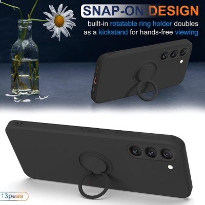 Твердый силиконовый чехол „Ring“ Kickstand (TPU) для Samsung Galaxy S23 (SM-S911) , черного цвета | Vacins.lv
