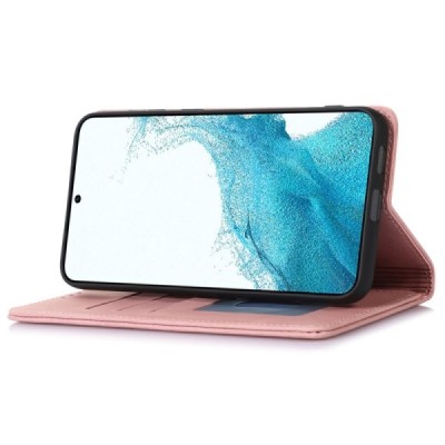 Samsung Galaxy S24+ (SM-S926) „Split“ розовый кожаный чехол-книжка | Vacins.lv