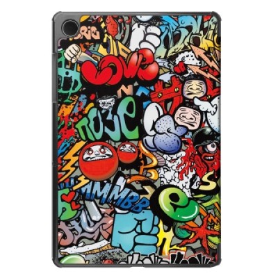 Samsung Galaxy Tab A11+ / A9+ „Street Art“ кожаный чехол-книжка - цветной | Vacins.lv