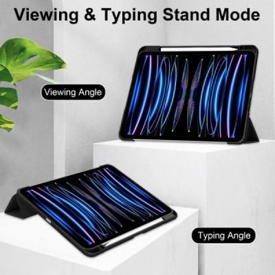 Apple iPad Pro 11 (2025) / 11 (2024) „Deluxe“ чёрный кожаный чехол-книжка | Vacins.lv
