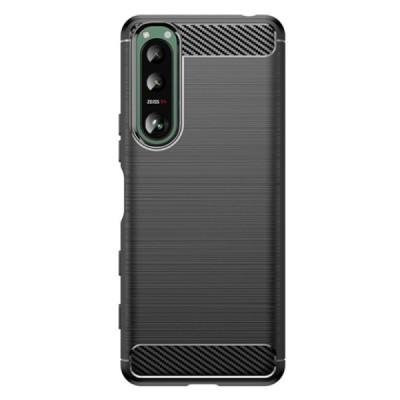 Sony Xperia 5 III „Carbon“ cieta silikona (TPU) melns apvalks | vacins.lv