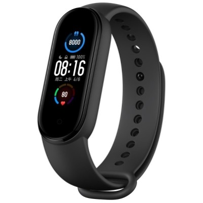 Твердый силиконовый чёрный браслет (TPU) для умных часов Xiaomi Mi Band 5 (6, 7) | Vacins.lv