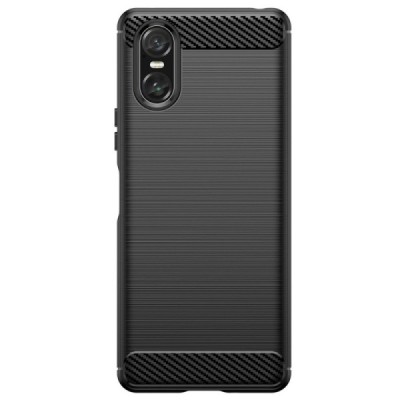 Твердый силиконовый чехол „Carbon“ (TPU) для Sony Xperia 10 VI,чёрного цвета | Vacins.lv