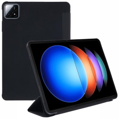 Xiaomi Pad 6S Pro твердый кожаный чехол-книжка - черный | Vacins.lv