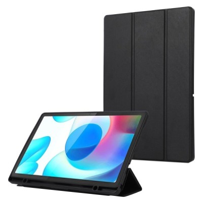 Samsung Galaxy Tab A9+ чёрный кожаный чехол - книжка с местом для стилуса | Vacins.lv