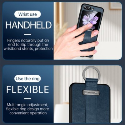 „Sulada“ Leather Kickstand Samsung Galaxy Flip7 FE / Flip6 черный кожаный чехол | Priedai.lt