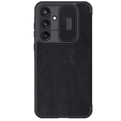 Greznais „Nillkin“ Qin Pro sērijas ādas atvērams melns Samsung Galaxy A55 5G (SM-A556) maciņš | Vacins.lv