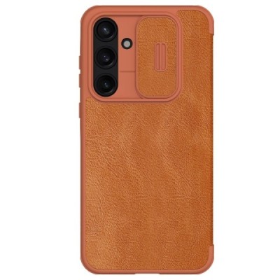 Samsung Galaxy A55 5G (SM-A556) роскошный серии Nillkin Qin Pro кожаный чехол-книжка - коричневый | Vacins.lv