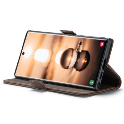 Samsung Galaxy S24 Ultra (SM-S928) CaseMe Retro solīds atvēramais ādas brūns maciņš - maks | Vacins.lv