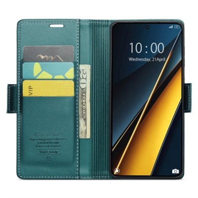 Xiaomi Poco X6 Pro 5G (Redmi K70E) CaseMe Leather открываемый, зелёный, кожаный чехол – книжка | Vacins.lv