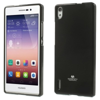 Huawei Ascend P7 Mercury melns cieta silikona (TPU) futrālis / Vacins.lv