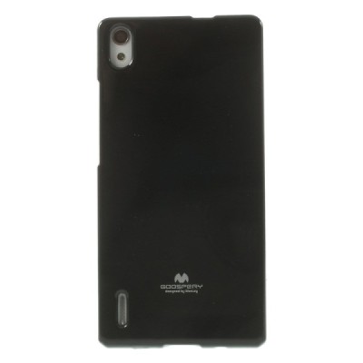 Huawei Ascend P7 Mercury juodas kieto silikono TPU dėklas - nugarėlė / Priedai.lt