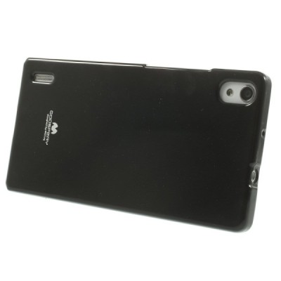 Huawei Ascend P7 Mercury juodas kieto silikono TPU dėklas - nugarėlė / Priedai.lt