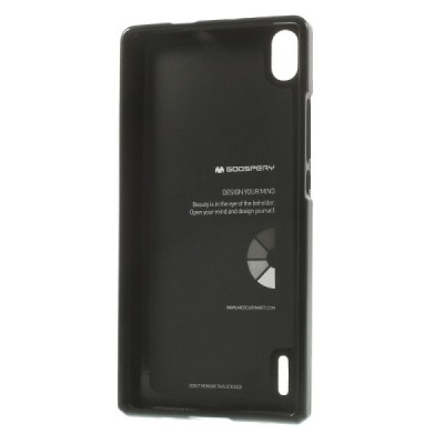 Huawei Ascend P7 Mercury juodas kieto silikono TPU dėklas - nugarėlė / Priedai.lt