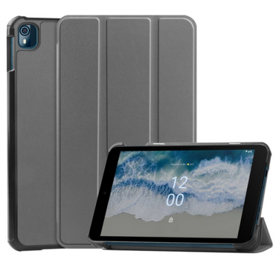 Nokia T10 8" серый кожаный чехол-книжка (складной) | Vacins.lv