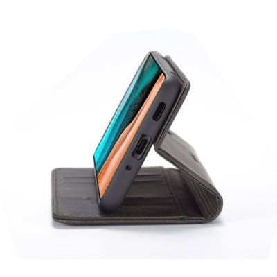 Xiaomi Poco F2 Pro CaseMe Retro solīds atvēramais ādas melns maciņš - maks | Vacins.lv