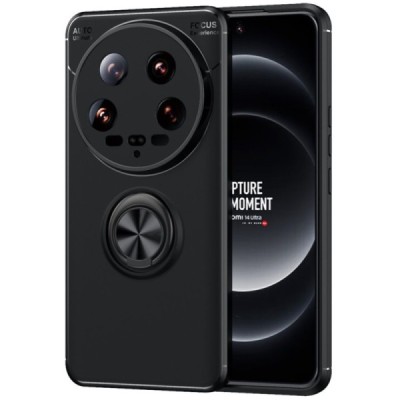 Xiaomi 14 Ultra "FOCUS" Kickstand (TPU) твердый силиконовый чехол - чёрный | Vacins.lv
