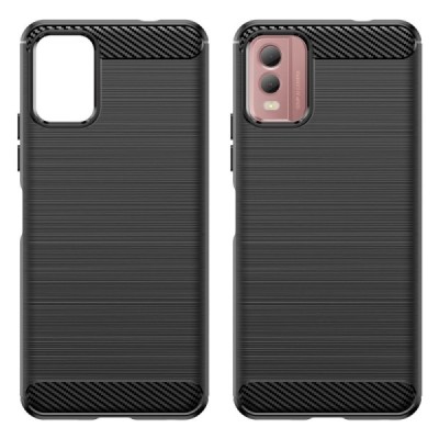 Твердый силиконовый чехол "Carbon" (TPU) для Nokia C32 чёрного цвета | Vacins.lv