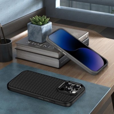 Apple iPhone 16 Pro Max "IPAKY" Carbon silikona TPU melns apvalks | Vacins.lv