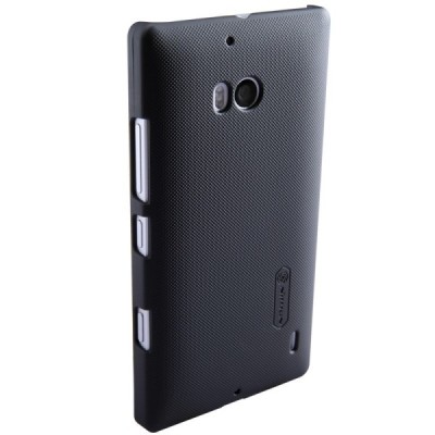 Nokia Lumia 930 Nillkin Frosted Shield melns plastmasas futrālis + ekrāna aizsargplēve / Vacins.lv