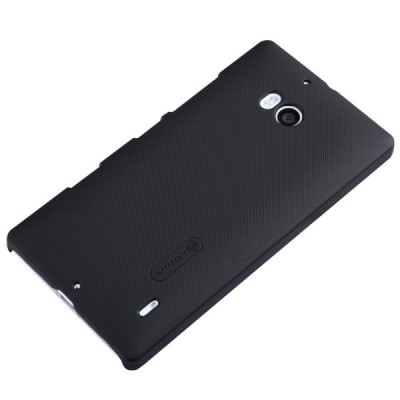Nokia Lumia 930 Nillkin Frosted Shield melns plastmasas futrālis + ekrāna aizsargplēve / Vacins.lv