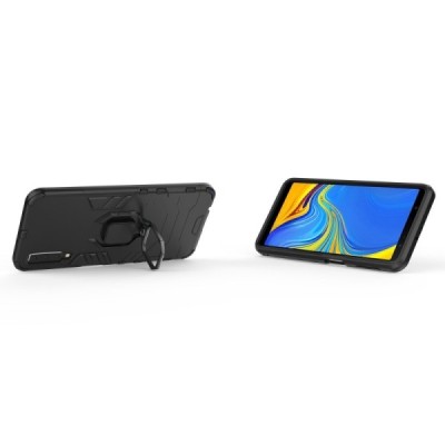 Samsung Galaxy A7 (2018) "Kickstand" pastiprinātas aizsardzības melns apvalks | Vacins.lv