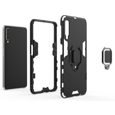 Samsung Galaxy A7 (2018) "Kickstand" pastiprinātas aizsardzības melns apvalks | Vacins.lv