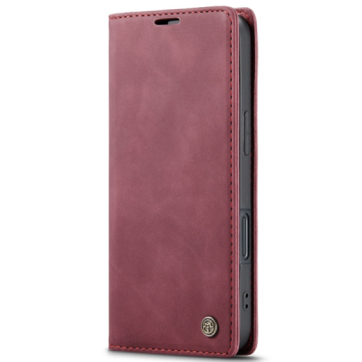 Apple iPhone 16 CaseMe Retro solīds atvēramais ādas bordo maciņš - maks | Vacins.lv