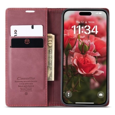 Apple iPhone 16 Plus CaseMe Retro открываемый, бордовый, кожаный чехол – книжка | Vacins.lv