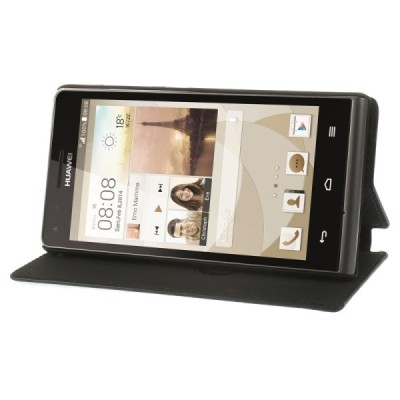 Huawei Ascend G6 atverčiamas Jilis juodas odinis dėklas - knygutė / Priedai.lt
