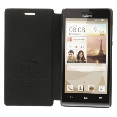 Huawei Ascend G6 atverčiamas Jilis juodas odinis dėklas - knygutė / Priedai.lt