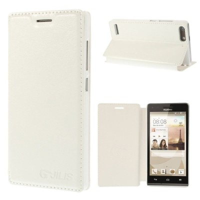 Huawei Ascend G6 atverčiamas Jilis baltas odinis dėklas - knygutė / Priedai.lt