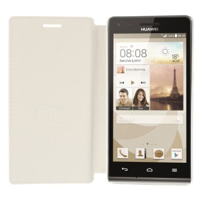 „Jilis“ atvērams ādas balts Huawei Ascend G6 futrālis / Vacins.lv