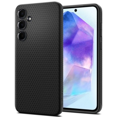 Samsung Galaxy A55 "Spigen" Liquid Air melns cieta silikona apvalks | vacins.lv