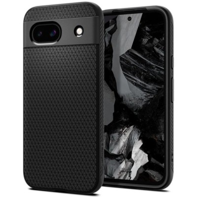 Google Pixel 8A "Spigen" Liquid Air melns cieta silikona apvalks | vacins.lv