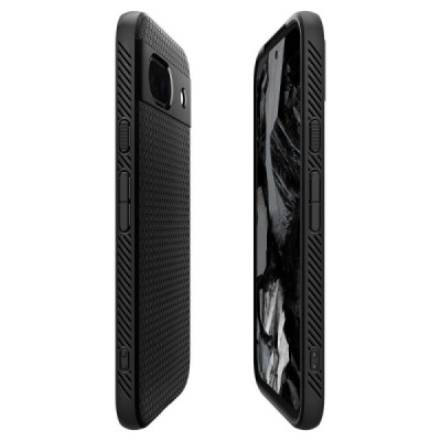 Google Pixel 8A "Spigen" Liquid Air melns cieta silikona apvalks | vacins.lv