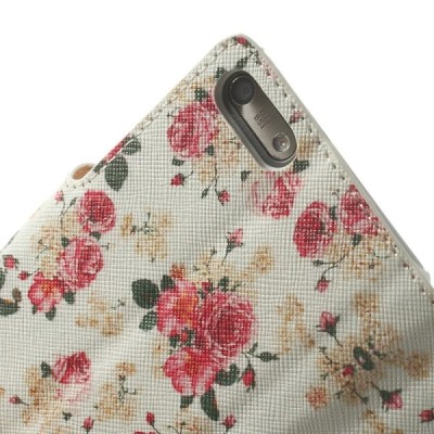 Atverčiamas Huawei Ascend G6 rožių spalvotas dėklas (piniginė) - baltas / Priedai.lt