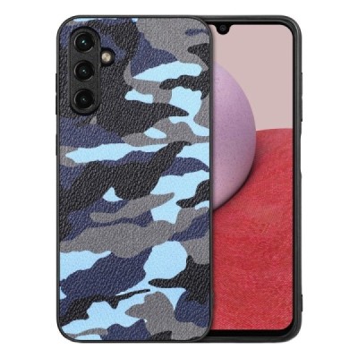 Samsung Galaxy A14 5G (SM-A146B, SM-A145F) „Camouflage“ Pattern zils ādas apvalks | Vacins.lv