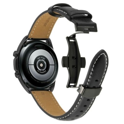 Leather viedā pulksteņa Huawei Watch GT 3 Pro ādas siksniņa - melns | Vacins.lv