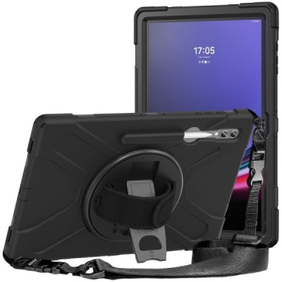 Samsung Galaxy Tab S8 Ultra 14.6" (X900, X906) „Kickstand“ pastiprinātas aizsardzības melns (360°) apvalks, vaciņš | Vacins.lv