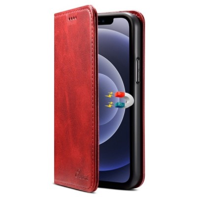 Красный кожаный чехол книжка Suteni для Apple iPhone 12 Mini | Vacins.lv