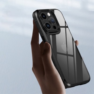 Apple iPhone 15 Pro Max „IPAKY“ Fiber силиконовый прозрачный чехол с черной рамкой | Vacins.lv