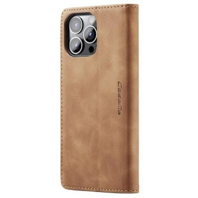 Apple iPhone 15 Pro CaseMe Retro открываемый, светло-коричневого цвета, кожаный чехол – книжка | Vacins.lv
