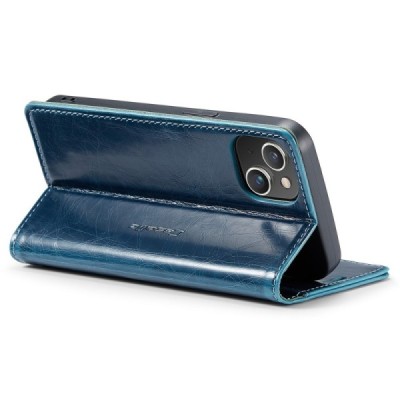 Apple iPhone 15 „CaseMe“ Leather открываемый, cинего цвета, кожаный чехол – книжка | Vacins.lv