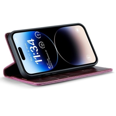 Apple iPhone 15 Pro „CaseMe“ Leather открываемый,бордового цвета, кожаный чехол – книжка | Vacins.lv