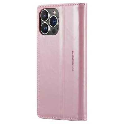 Apple iPhone 15 Pro Max „CaseMe“ Leather открываемый,розового цвета, кожаный чехол – книжка | Vacins.lv
