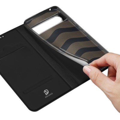 Google Pixel 8 Pro „Dux Ducis“ Skin sērijas melns ādas atvērams maciņš | Vacins.lv