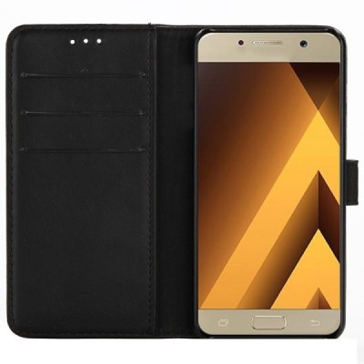 Samsung A3 2017 (A320) чёрный кожаный чехол в стиле ретро | Vacins.lv