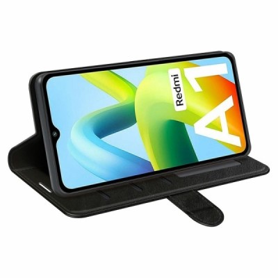 Xiaomi Redmi A1 открываемый чёрный кожаный чехол - книжка | Vacins.lv